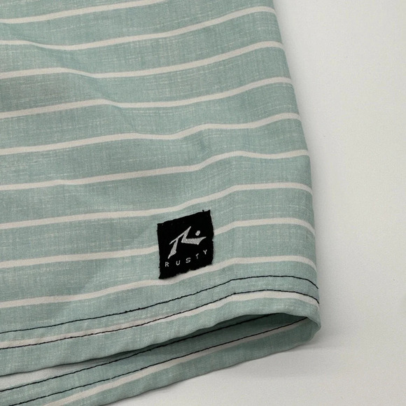 Rusty Mens Size 30 Blue/Green/Black Stripe Board Shorts Swim Trunks Surf - Picture 2 of 7